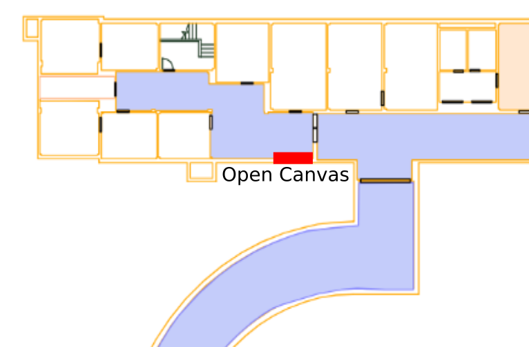 A map of the tunnels showing the location of the Open Canvas
